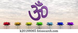 Aum and chakras - 3D render Aum and chakras - 3D render