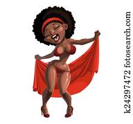 Black woman singing and dancing in swimsuit Black woman singing and dancing in swimsuit