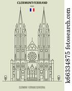 Clermont-Ferrand Cathedral, France. Landmark icon Clermont-Ferrand Cathedral, France. Landmark icon
