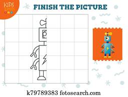 Copy picture vector illustration. Complete and color game for preschool and school kids Copy picture vector illustration. Complete and color game for preschool and school kids