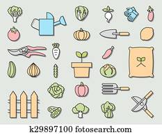 gemüsegarten, und, garten arbeitende ausrüstung, ,vector, symbol gemüsegarten, und, garten arbeitende ausrüstung, ,vector, symbol