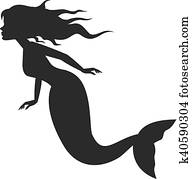 Mermaid silhouette swimming Mermaid silhouette swimming
