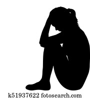 mulher triste, silueta