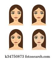 piel, problemas, ilustración