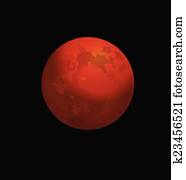 Red full moon vector logo