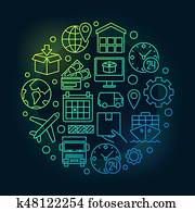 sfērisks, logistics, spilgts, ilustrācija