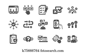 Survey or Report icons. Opinion, Customer satisfaction and Feedback results. Classic icon set. Vector Survey or Report icons. Opinion, Customer satisfaction and Feedback results. Classic icon set. Vector