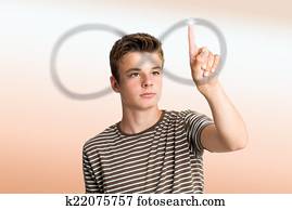 Teen boy doing concentration exercise.