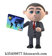 3d Businessman with debit card