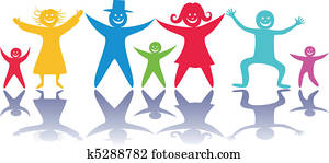 fröhliche menschen, und, children.