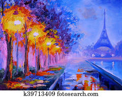 Oil painting of eiffel tower, france, art work Oil painting of eiffel tower, france, art work
