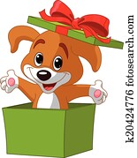 Puppy jumping out from a box Puppy jumping out from a box