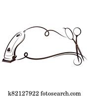 Scissors and clipper silhouette for a beauty salon Scissors and clipper silhouette for a beauty salon