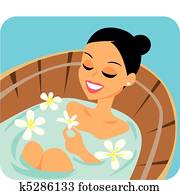 spa, relaxamento, ilustração