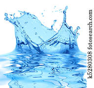 Sparks of blue water on a white background ...