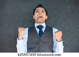 Successful with fists pumped