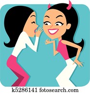 Two girls gossiping Illustration Two girls gossiping Illustration