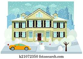 משפחה, דיר, ב, חורף