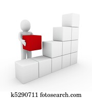 3d, 人類, 立方, 箱子, 紅的懷特