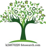 Ecological green tree hands logo Ecological green tree hands logo