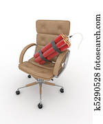 entlassung, von, manager., dynamit, auf, büro, sessel