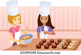 Girls making chocolate Girls making chocolate