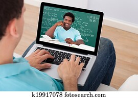 mann, beachten, online, math's, vortrag, hause