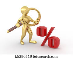 mensen, met, loupe, en, procent