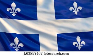 Quebec flag. Waving flag of Quebec province, Canada Quebec flag. Waving flag of Quebec province, Canada