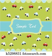 seamless, mönster, med, litet, bilar