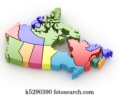 Three-dimensional map of Canada. 3d Three-dimensional map of Canada. 3d