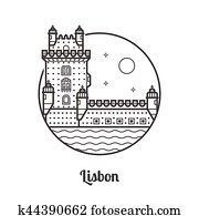 viagem, lisboa, ícone viagem, lisboa, ícone