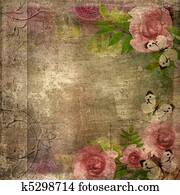 Vintage  album cover  with roses and space for text ( 1 of set)