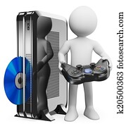 3D white people. Video game console