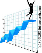 business osoba, up, dále, podnik, nárůst, zdar, graf