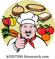 Cartoon Chef cook baker thumbs up Cartoon Chef cook baker thumbs up