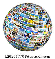 erdball, kugel, mit, unterschiedliche, bilder