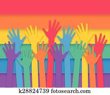 hands raising with pride flag hands raising with pride flag