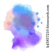 Illustration of woman beauty salon silhouette plus abstract watercolor. Digital art painting Illustration of woman beauty salon silhouette plus abstract watercolor. Digital art painting