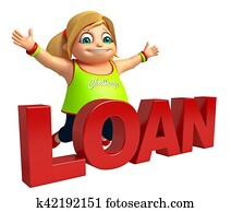 kid girl with  Loan sign