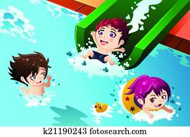 Kids having fun in the swimming pool Kids having fun in the swimming pool