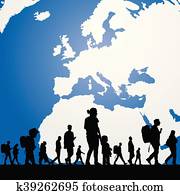migration people with map in background illustration migration people with map in background illustration
