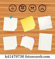 Mustache and Glasses icons. Hipster symbols.