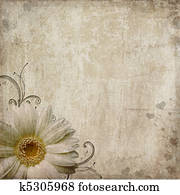 Old vintage shabby background with flower and hearts Old vintage shabby background with flower and hearts