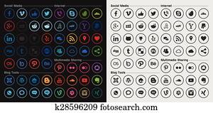 round web icons with line style round web icons with line style