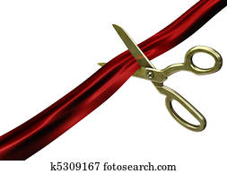 tesouras, corte, fita vermelha