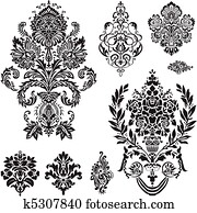Vector Damask Ornament Set Vector Damask Ornament Set