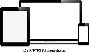 מחשב נייד, smartphone, ו, קדור, בלבן, רקע