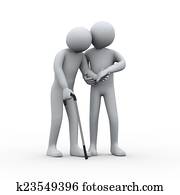 3d person helping old man