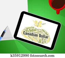 Canadian Dollar Represents Currency Exchange And Banknotes